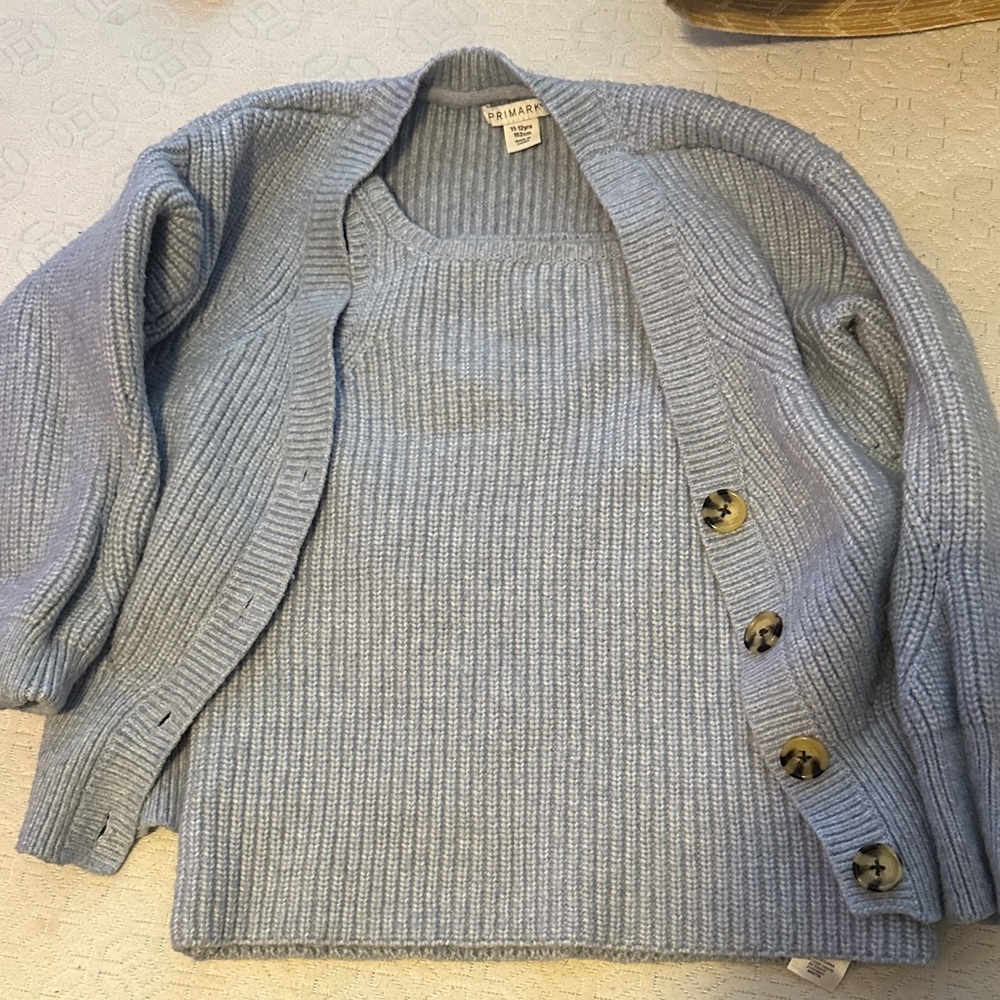 Primark Sky Blue Button-Up Sweater